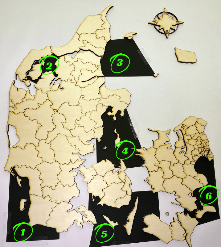 Danmarkskort med skabeloner og øer